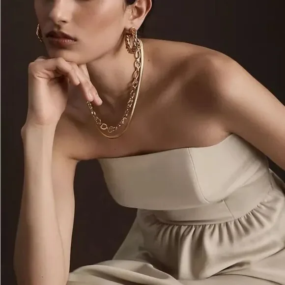 BHLDN Elsie Straight-Neck Satin A-Line Gown NWT Sz 2 - Picture 5 of 11